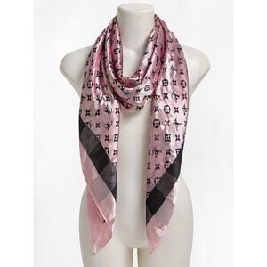 Louis Vuitton Monogram Gradient Silk Scarf • Pink Black Checkered LV Wrap *Read